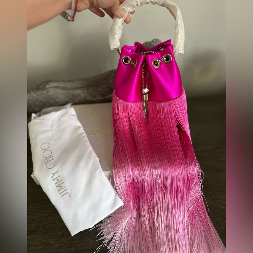✨✨SOLD✨✨Jimmy Choo Bon Bon Small Fringed Bucket Bag - Picture 2 of 12